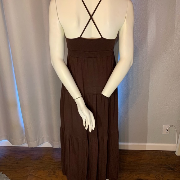 Brown cotton maxi dress with spaghetti straps - Picture 2 of 2